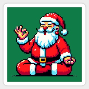 Retro 8-Bit Santa Yoga - Vintage Christmas Fitness Design Sticker